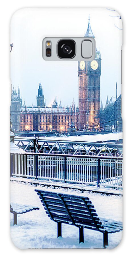 Clock Tower Galaxy Case featuring the photograph Houses Of Parliament In The Snow #3 by Doug Armand