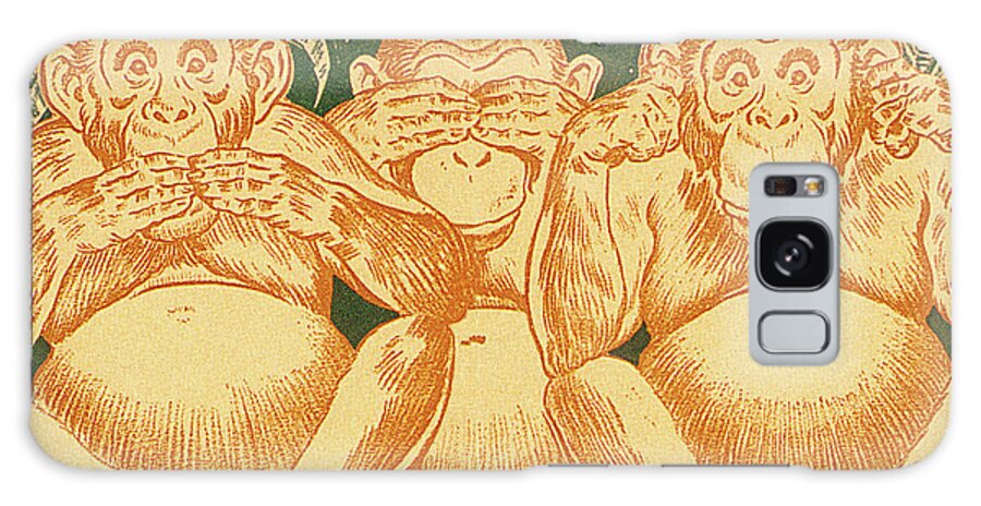Animal Galaxy Case featuring the drawing Three Monkeys #3 by CSA Images