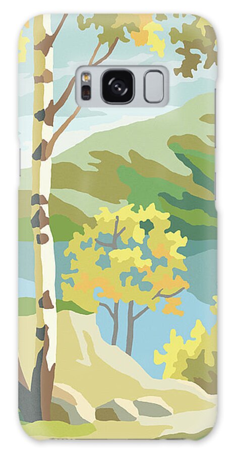 Birch Galaxy Case featuring the drawing Wilderness Landscape #3 by CSA Images