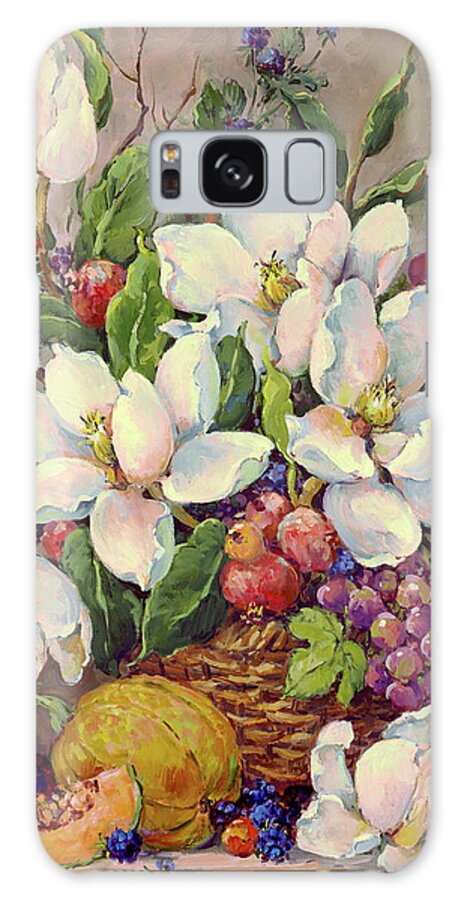 Fruit And Magnolias Galaxy Case featuring the painting 3106 Fruit And Magnolias by Barbara Mock