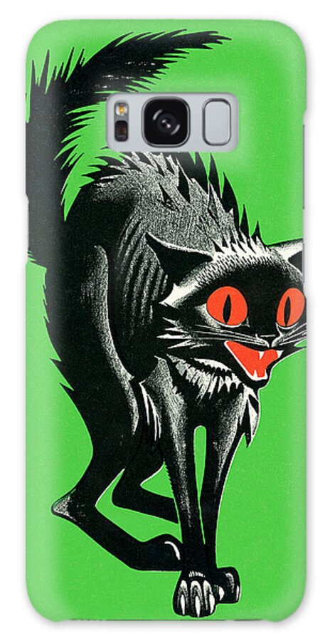 Afraid Galaxy Case featuring the drawing Black cat #32 by CSA Images