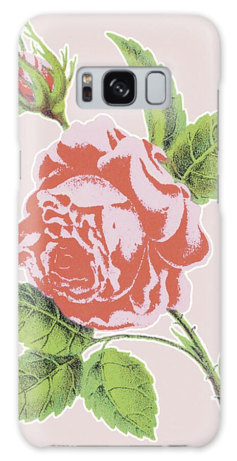 Bloom Galaxy Case featuring the drawing Pink Rose #4 by CSA Images