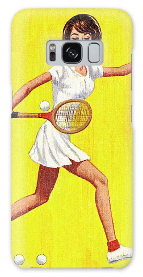 Adult Galaxy Case featuring the drawing Woman Playing Tennis #4 by CSA Images