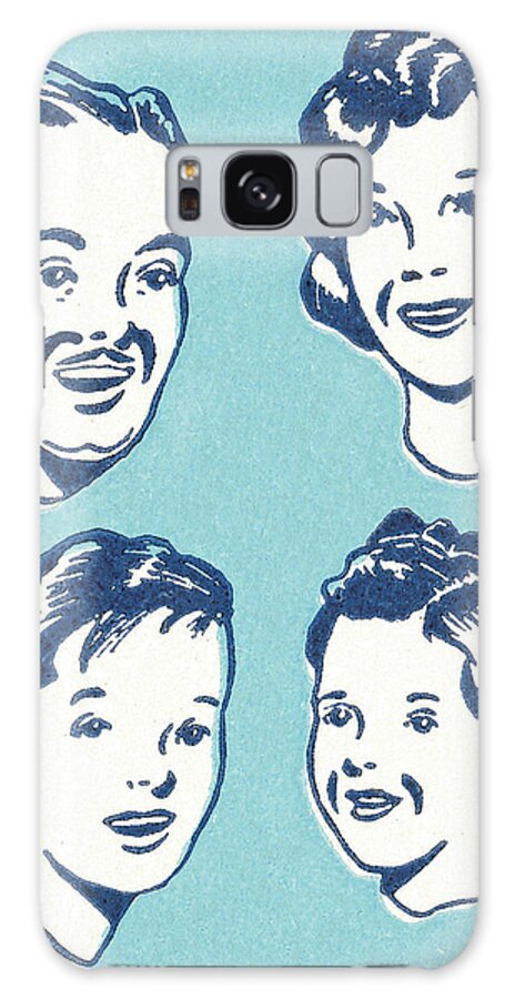 Blue Background Galaxy Case featuring the drawing Family #42 by CSA Images