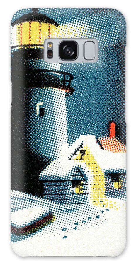 Alert Galaxy Case featuring the drawing Lighthouse #5 by CSA Images