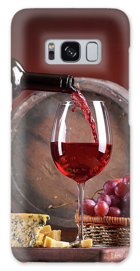 Cheese Galaxy Case featuring the photograph Red Wine Poured Into Glas #5 by Valentinrussanov