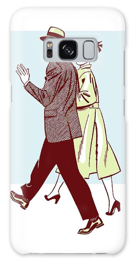 Affection Galaxy Case featuring the drawing Man and Woman Walking #6 by CSA Images
