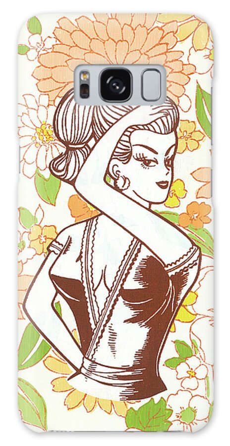 Arm Galaxy Case featuring the drawing Pinup girl #6 by CSA Images