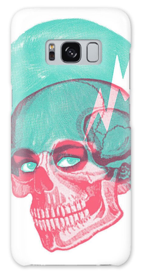 Afraid Galaxy Case featuring the drawing Skull #7 by CSA Images