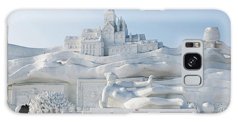 A Lone Person Photographing A Giant Sculpture At Snow And Ice Sculpture Festival On Sun Island Park Galaxy Case featuring the photograph 733-2888 by Robert Harding Picture Library