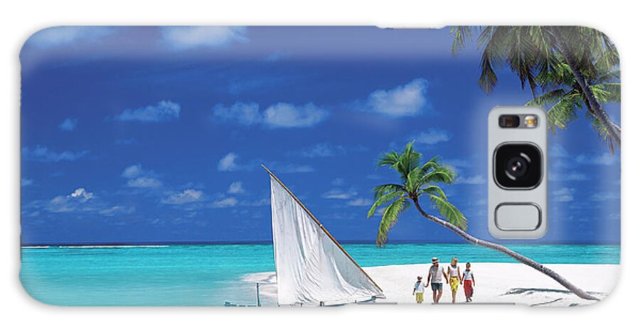 Family Walking On Tropical Beach Galaxy Case featuring the photograph 795-5 by Robert Harding Picture Library