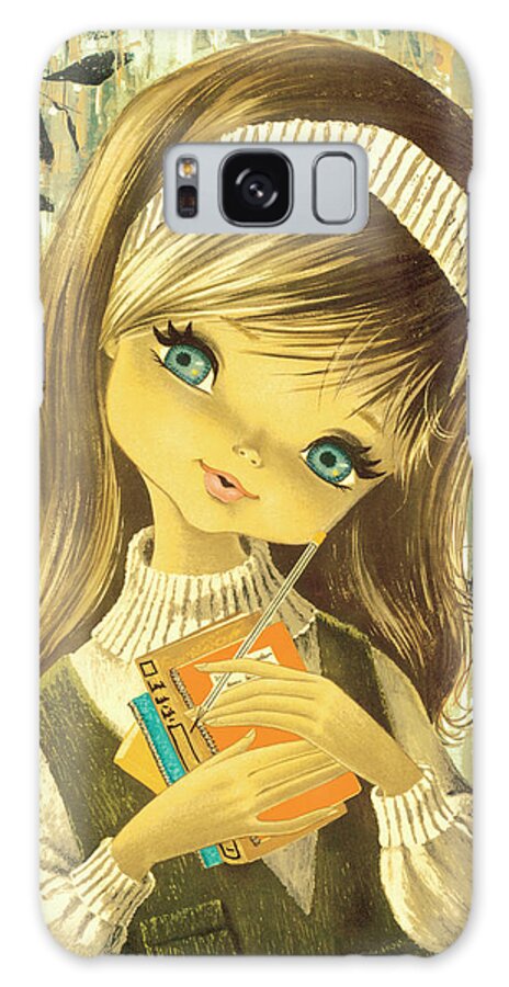 Adolescence Galaxy Case featuring the drawing Big-eyed girl #8 by CSA Images