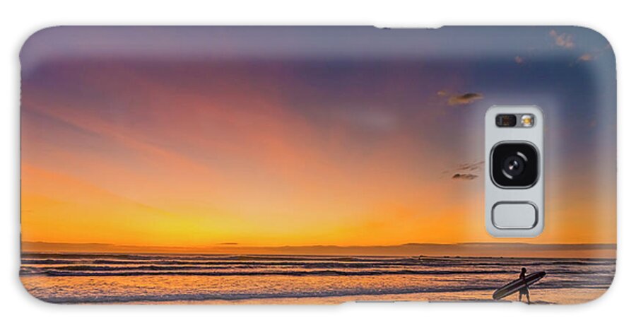 Sunset & Surfer At Playa Guiones Beach Galaxy Case featuring the photograph 83-12639 by Robert Harding Picture Library