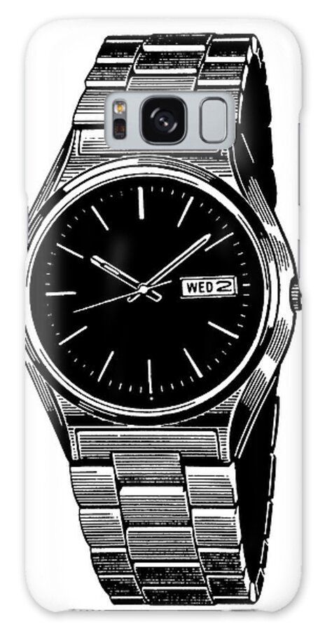 Black And White Galaxy Case featuring the drawing Wristwatch #9 by CSA Images