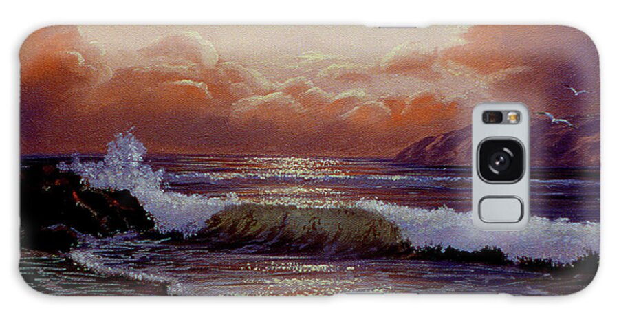 Waves Crash In Rocky Inlet Galaxy Case featuring the painting 91 by Thomas Linker