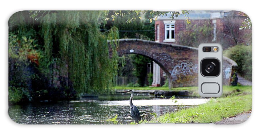 Grass Galaxy Case featuring the photograph A Heron On The Towpath By A Canal Bridge by Martin Pickard