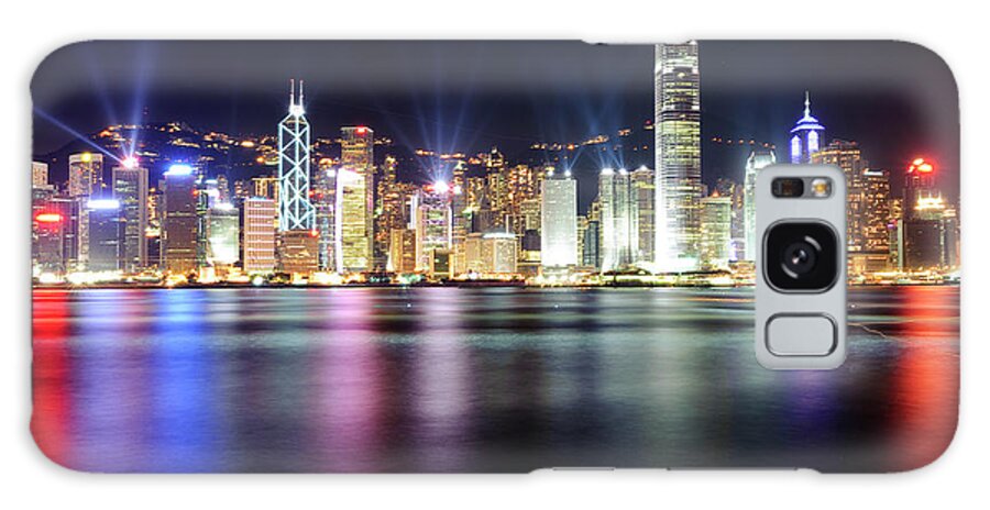Tranquility Galaxy Case featuring the photograph A Night View Of Victoria Harbour by Caleb Li