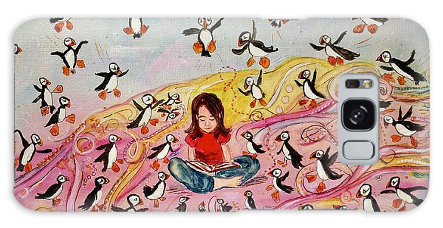 Puffin Galaxy Case featuring the painting A Puffin Kind of Day by Patty Donoghue