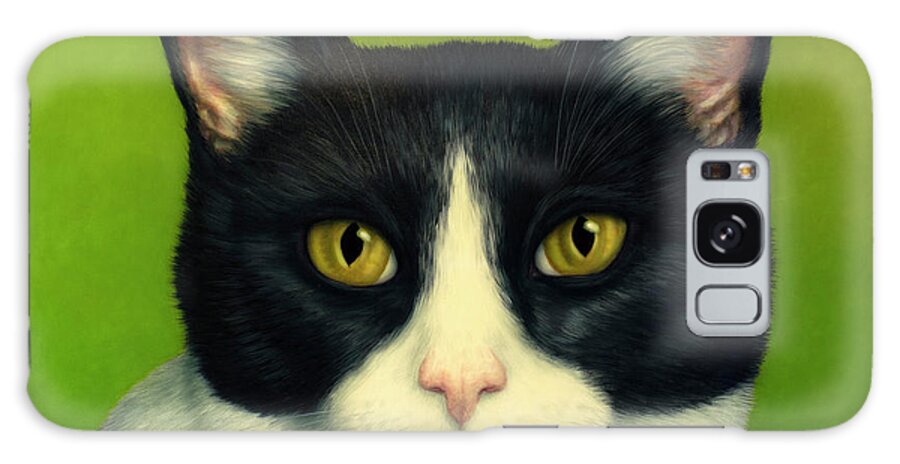 Serious Galaxy Case featuring the painting A Serious Cat by James W Johnson