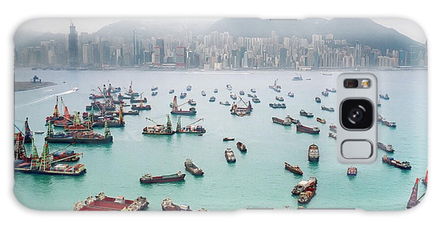 Trading Galaxy Case featuring the photograph A View Of Hong Kong Harbor Through A by Xpacifica