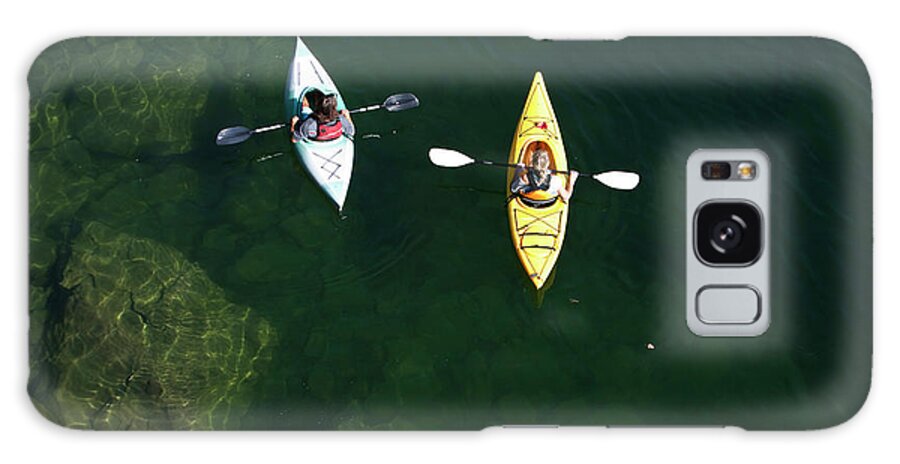 Young Men Galaxy Case featuring the photograph A Young Adult Couple Kayaking On A by Patrick Orton