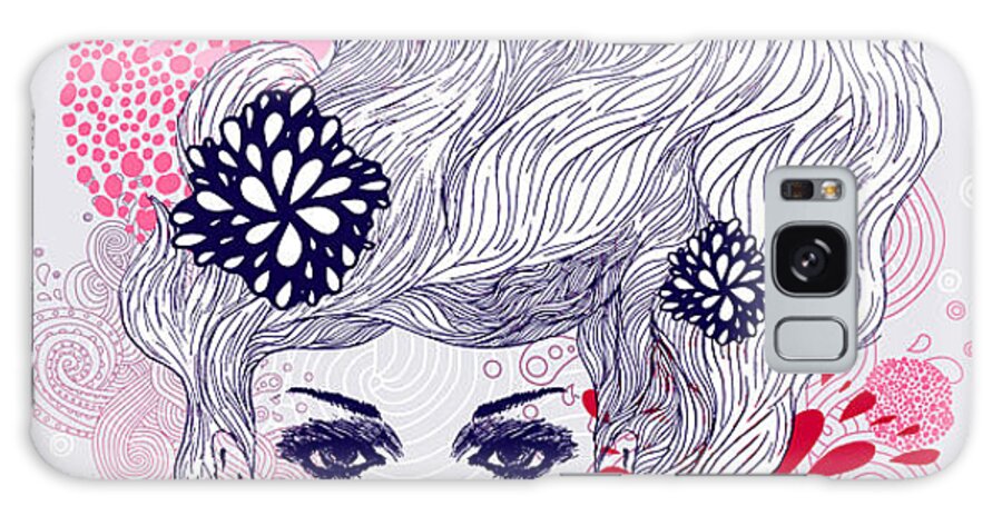 Beauty Galaxy Case featuring the digital art Abstract Beautiful Hand-drawn Woman by Axro