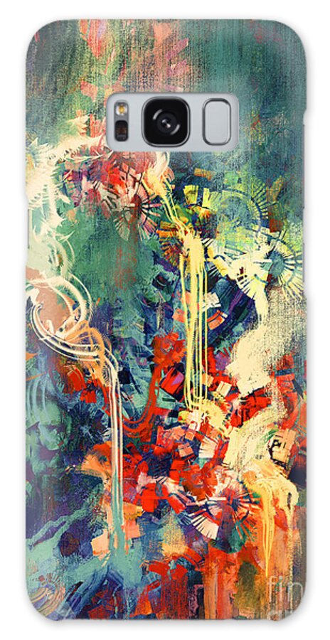 Concept Galaxy Case featuring the digital art Abstract Colorful Paintingmelted by Tithi Luadthong