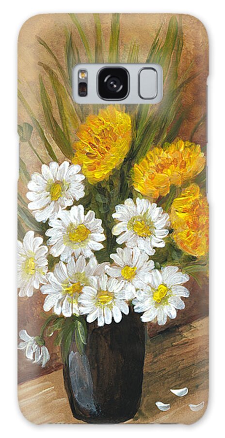 Vase Galaxy Case featuring the digital art Acrylic Painted Wild Flowers Arrangement by Mitza