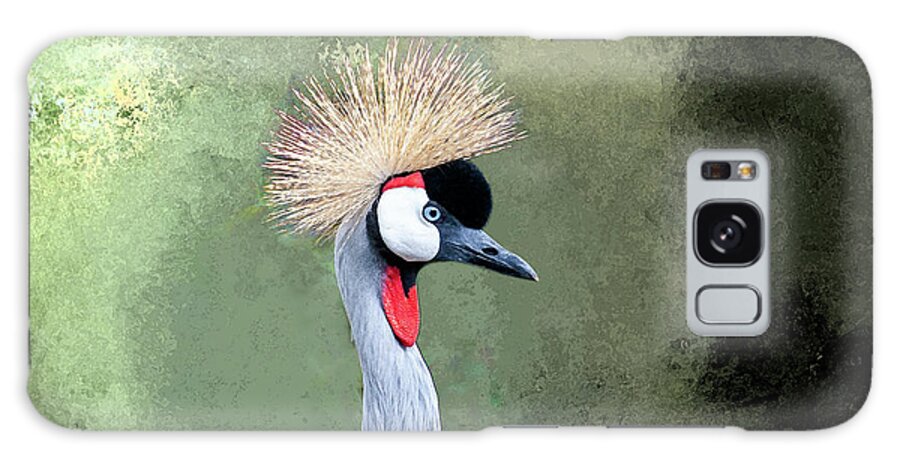 Crested Crane Galaxy Case featuring the photograph African Crowned Crane - Paintography by Anthony Jones