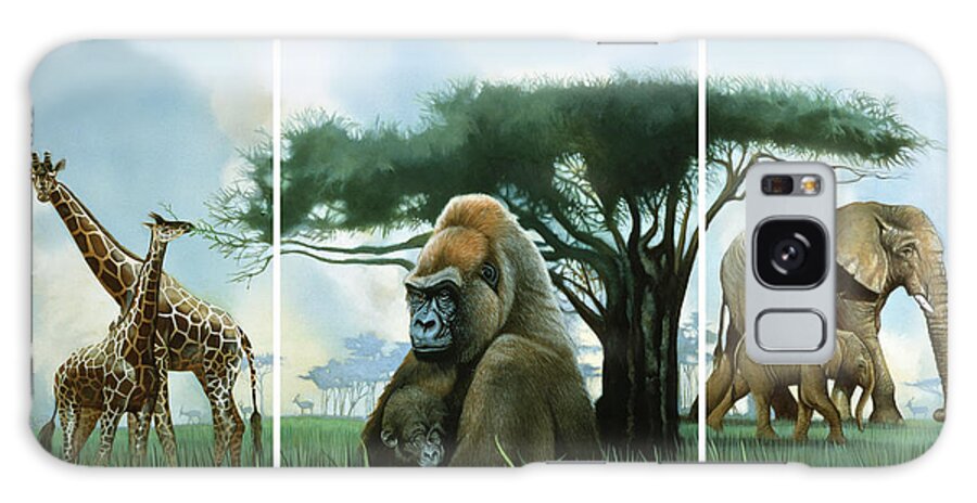 African Triptic Galaxy Case featuring the painting African Triptic by John Rowe