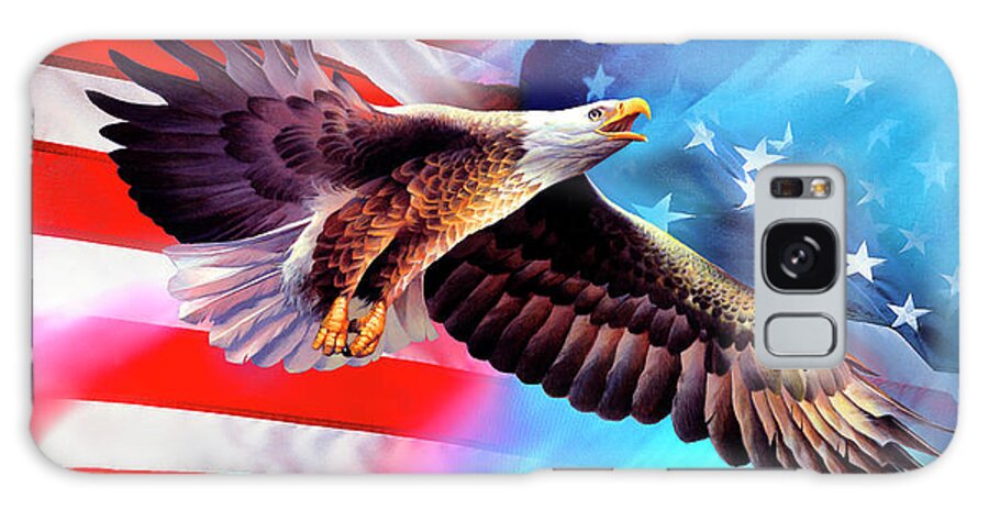American Flag Galaxy Case featuring the mixed media American Eagle Flag by Spencer Williams