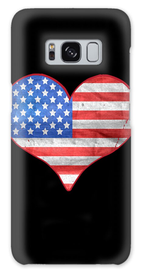 Funny Galaxy Case featuring the digital art American Flag Heart by Flippin Sweet Gear