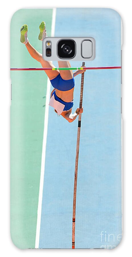 Woman Galaxy Case featuring the photograph An Athlete Attempts Successful A Pole by Maxisport