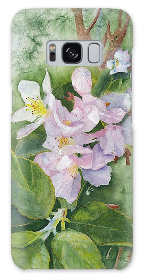 Apple Blossoms Galaxy Case featuring the painting Apple Blossoms in Spring Watercolor by Conni Schaftenaar