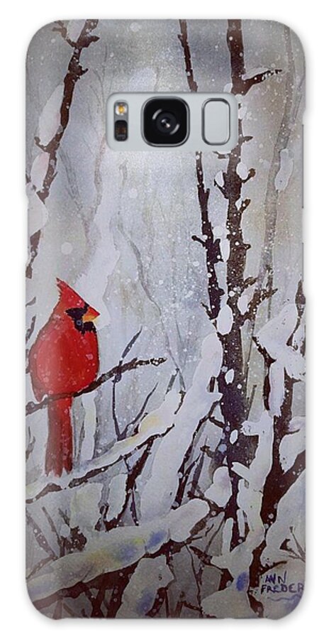 Cardinal Galaxy Case featuring the painting Arlene's Redbird by Ann Frederick