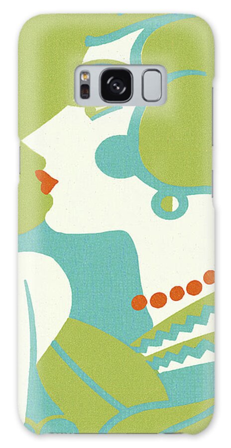 Accessories Galaxy Case featuring the drawing Art Deco Woman With Bird by CSA Images