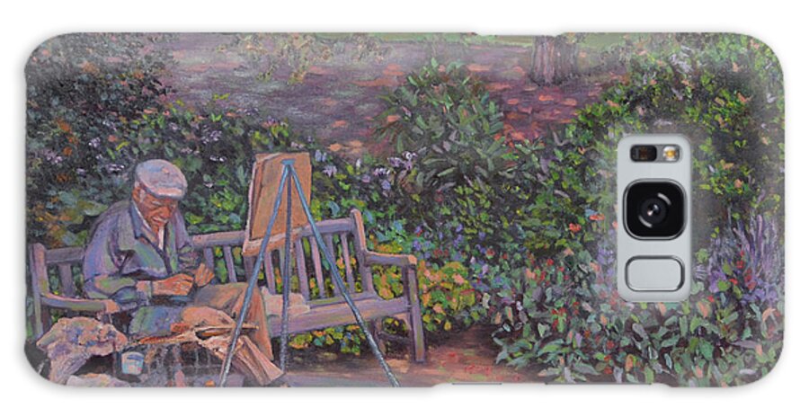 Botanical Garden Galaxy Case featuring the painting Artist at Bronx Botanical Garden by Beth Riso
