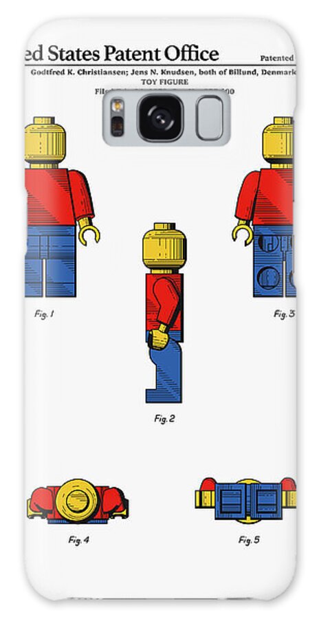 Patent Galaxy Case featuring the digital art Lego Man Patent - Colour by Finlay McNevin
