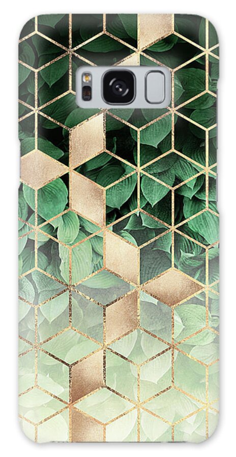 Graphic Galaxy Case featuring the digital art Leaves And Cubes by Elisabeth Fredriksson