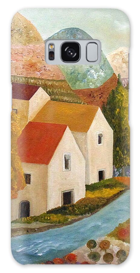 Village Galaxy Case featuring the painting Autumn Flow by Angeles M Pomata