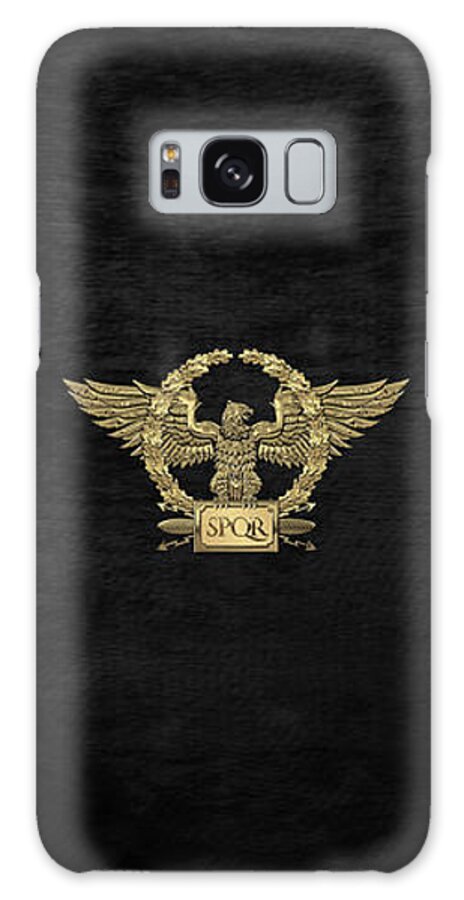‘treasures Of Rome’ Collection By Serge Averbukh Galaxy Case featuring the digital art Gold Roman Imperial Eagle - S P Q R Special Edition over Black Velvet by Serge Averbukh