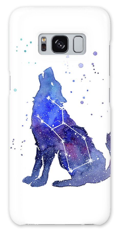 Wolf Galaxy Case featuring the painting Galaxy Wolf - Lupus Constellation by Olga Shvartsur