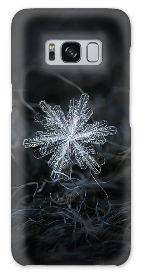 Snowflake Galaxy Case featuring the photograph Real snowflake - 18-Dec-2018 - 3 by Alexey Kljatov