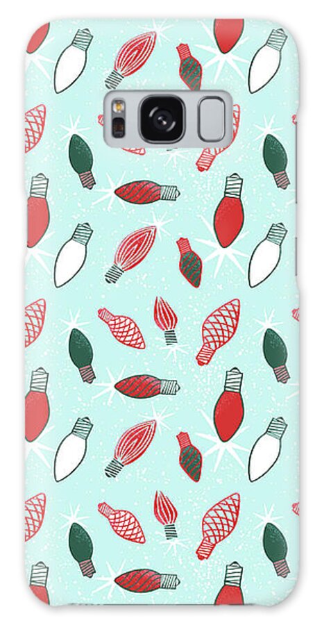 Lightbulbs Galaxy Case featuring the painting Vintage Christmas Bulb Pattern by Jen Montgomery