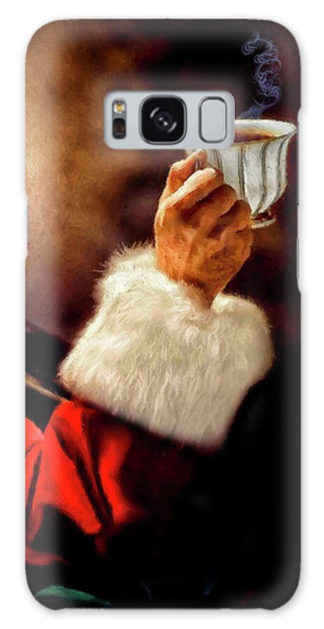 Christmas Galaxy Case featuring the digital art Vintage Santa Relaxing with a Hot Beverage by Doreen Erhardt