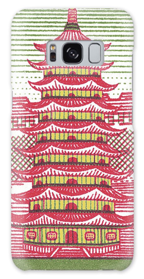 Architecture Galaxy Case featuring the drawing Asian Pagoda by CSA Images