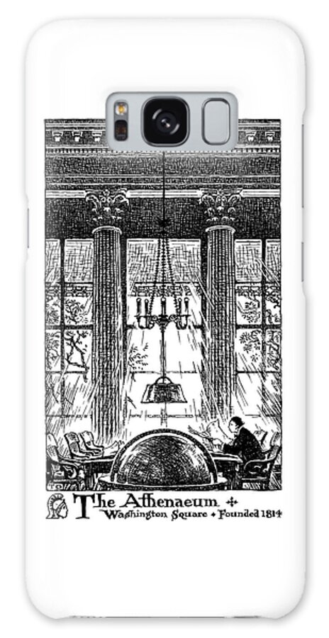 Thornton Oakley Galaxy Case featuring the drawing Athenaeum Reading Room by Thornton Oakley
