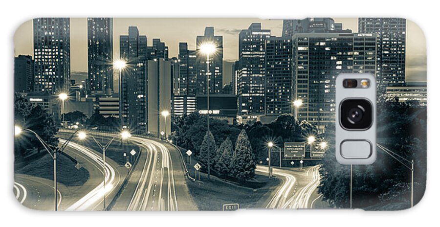 America Galaxy Case featuring the photograph Atlanta Skyline From Jackson Street Bridge - Sepia 1x1 by Gregory Ballos