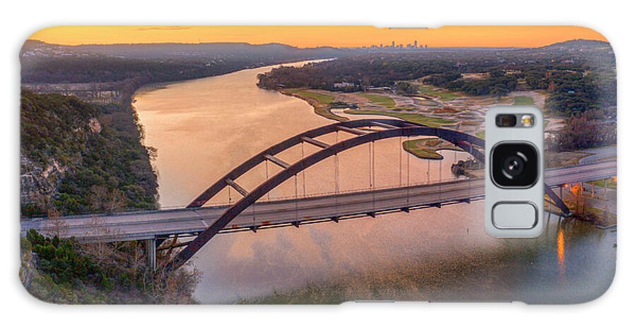 360 Bridge Galaxy Case featuring the photograph Austin Texas 360 Bridge Aerial View 12161 by Rob Greebon