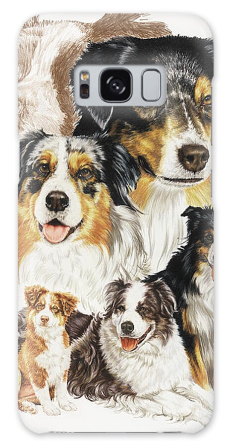 Australian Shepherd Dog Galaxy Case featuring the painting Australian Shepherds by Barbara Keith